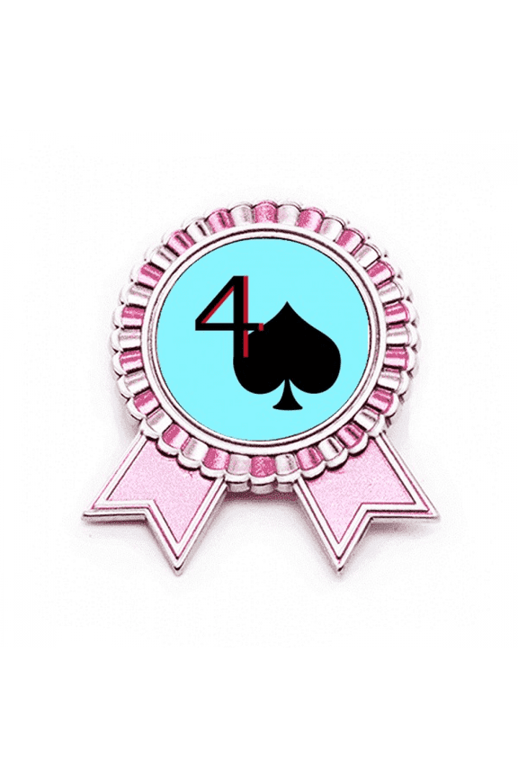 Peace Uranus Spade 4 Poker Badge Brooch Pin Pink Winner Award Medal