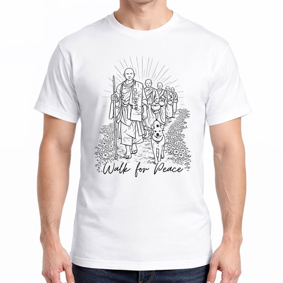 Peace Walking Monks and Aloka Dog Walk for Peace T-Shirt