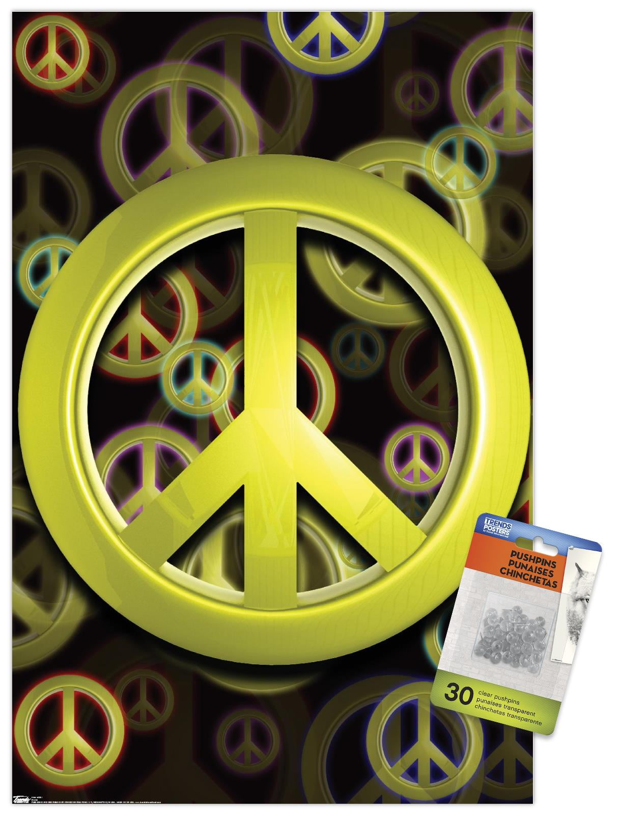 Peace Wall Poster with Push Pins, 14.725" x 22.375"