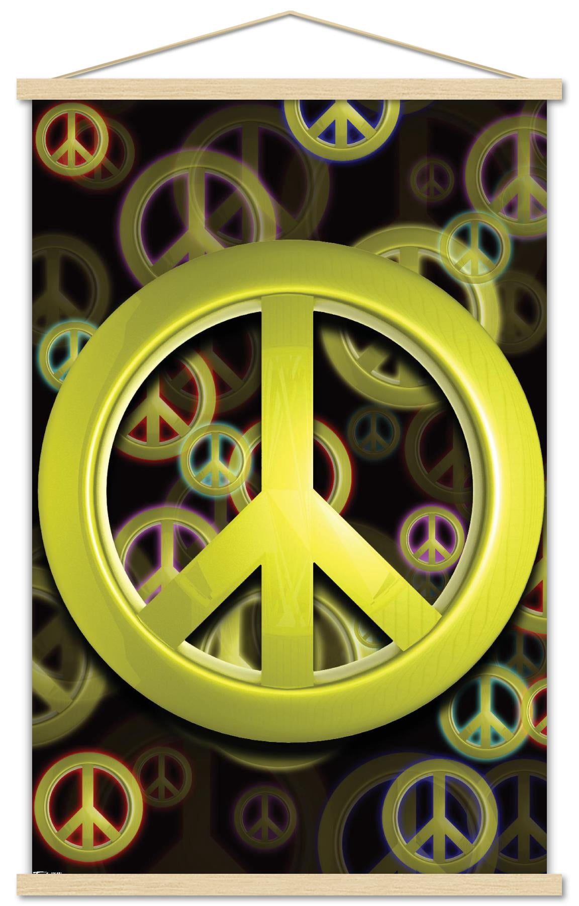 Peace Wall Poster with Wooden Magnetic Frame, 22.375" x 34"