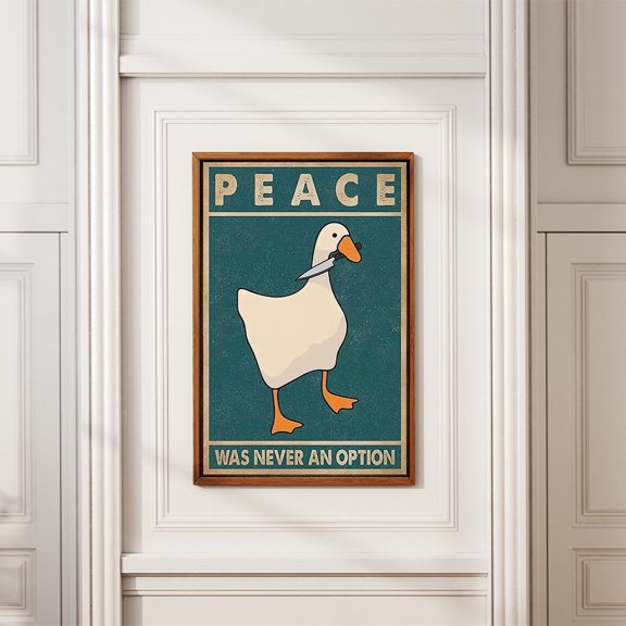 Peace Was Never an Option Duck Poster Funny Animals Posters Retro Print Wall Art Christmas Gifts , Poster Print Only