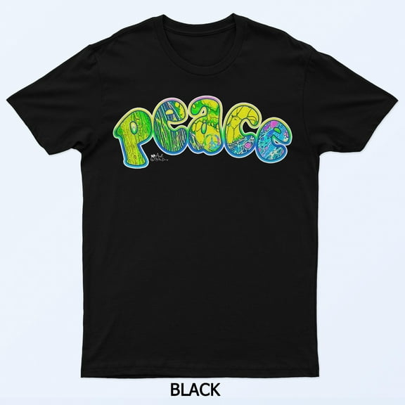 Peace Word Art Liquid Paint Retro Artistic Graphic Shirt