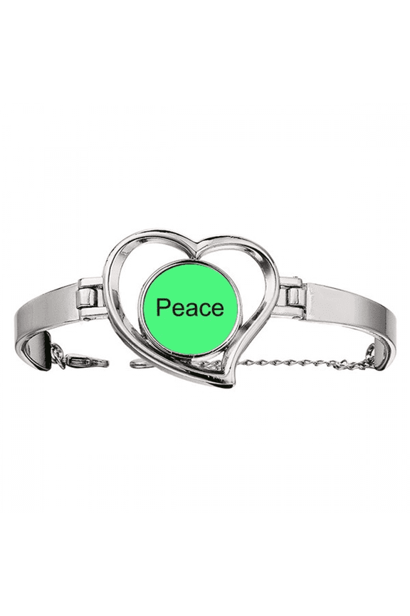 Peace Word Inspirational Quote Sayings Bracelet Heart Jewelry Wire Bangle