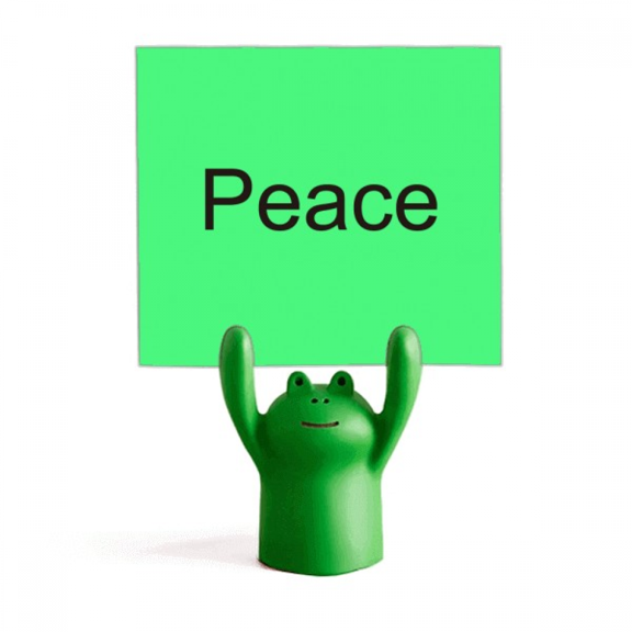 Peace Word Inspirational Quote Sayings Memo Holder Cartoon Animal Frog Stand Decoration