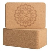 Peace Yoga Set of 2 Cork Wood Yoga Blocks with Premium Designs