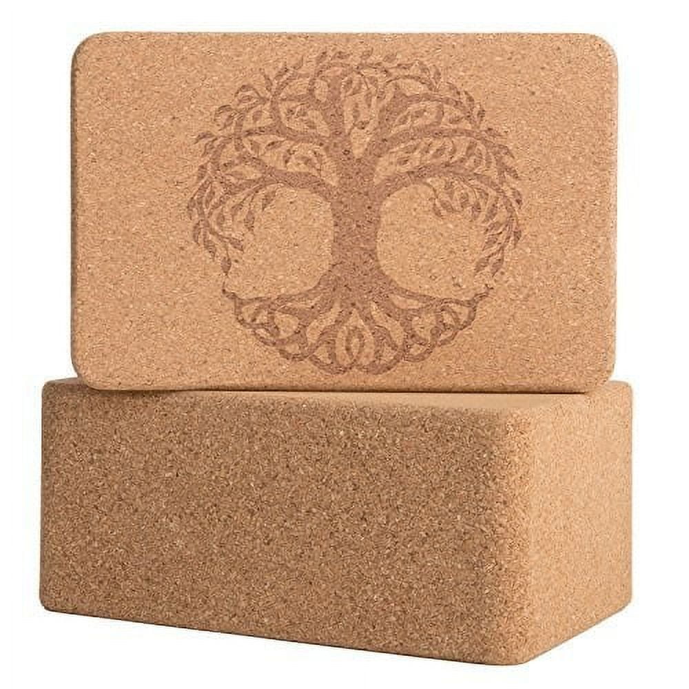 Peace Yoga Set of 2 Cork Wood Yoga Blocks with Premium Designs - Elephant 