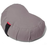 Peace Yoga Zafu Meditation Buckwheat Filled Crescent Cotton Bolster Pillow Cushion - Gray
