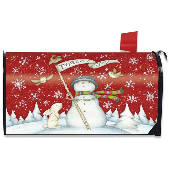 Peace and Joy Christmas Magnetic Mailbox Cover Primitive Holiday