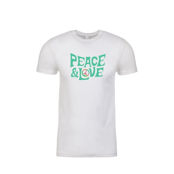 Peace and Love Adult Unisex Short Sleeve T-Shirt-White-Large