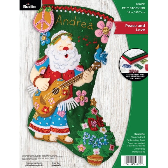 Bucilla Peace and Love 18 in Multicolor Felt Stocking Kit