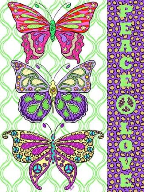 Peace and Love Butterflies Canvas Art - Andi Metz (18X24)