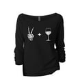 thumbnail image 1 of Peace and Wine Women's Fashion Slouchy 3/4 Sleeves Raglan Lightweight Sweatshirt Black Large, 1 of 3