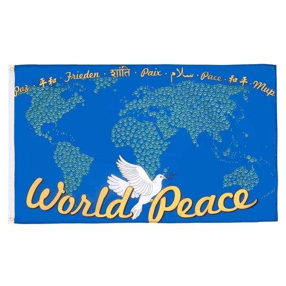 AZ Flag Peace in the world with map Flag 3x5 ft 100D Polyester 2 Grommets