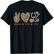 Peace love CNA Nurse life leopard Print Nurses Week CNA Week T-Shirt