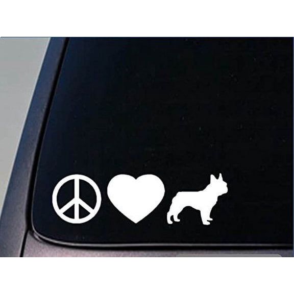 Peace love Frenchie sticker *H99* 8" vinyl french bulldog