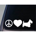 thumbnail image 1 of Peace love Scottie sticker *H121* 8" vinyl scottish terrier, 1 of 1