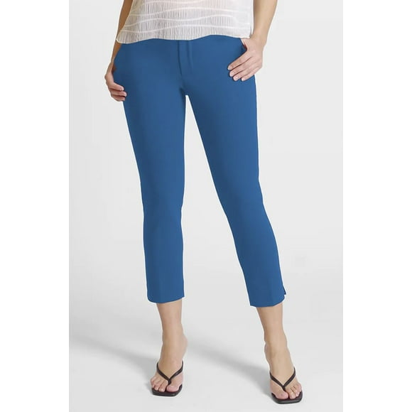 Peace of Cloth Mid Waist Zip Hook & Eye, Button Closure Solid Front Pockets Twill Pant-OCEAN / 0