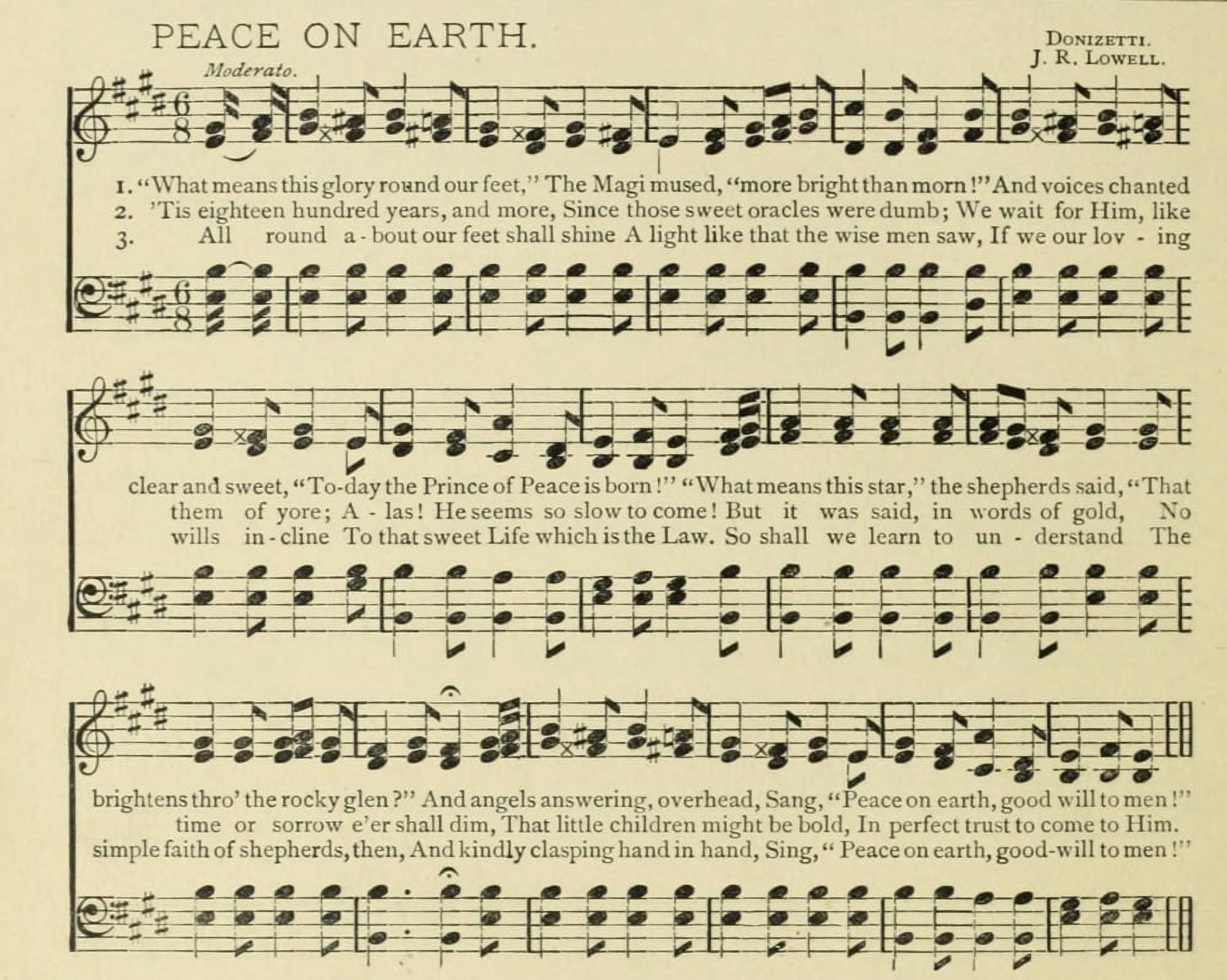 Peace on Earth Christmas in Song 1891 Canvas Art -  (18 x 24)