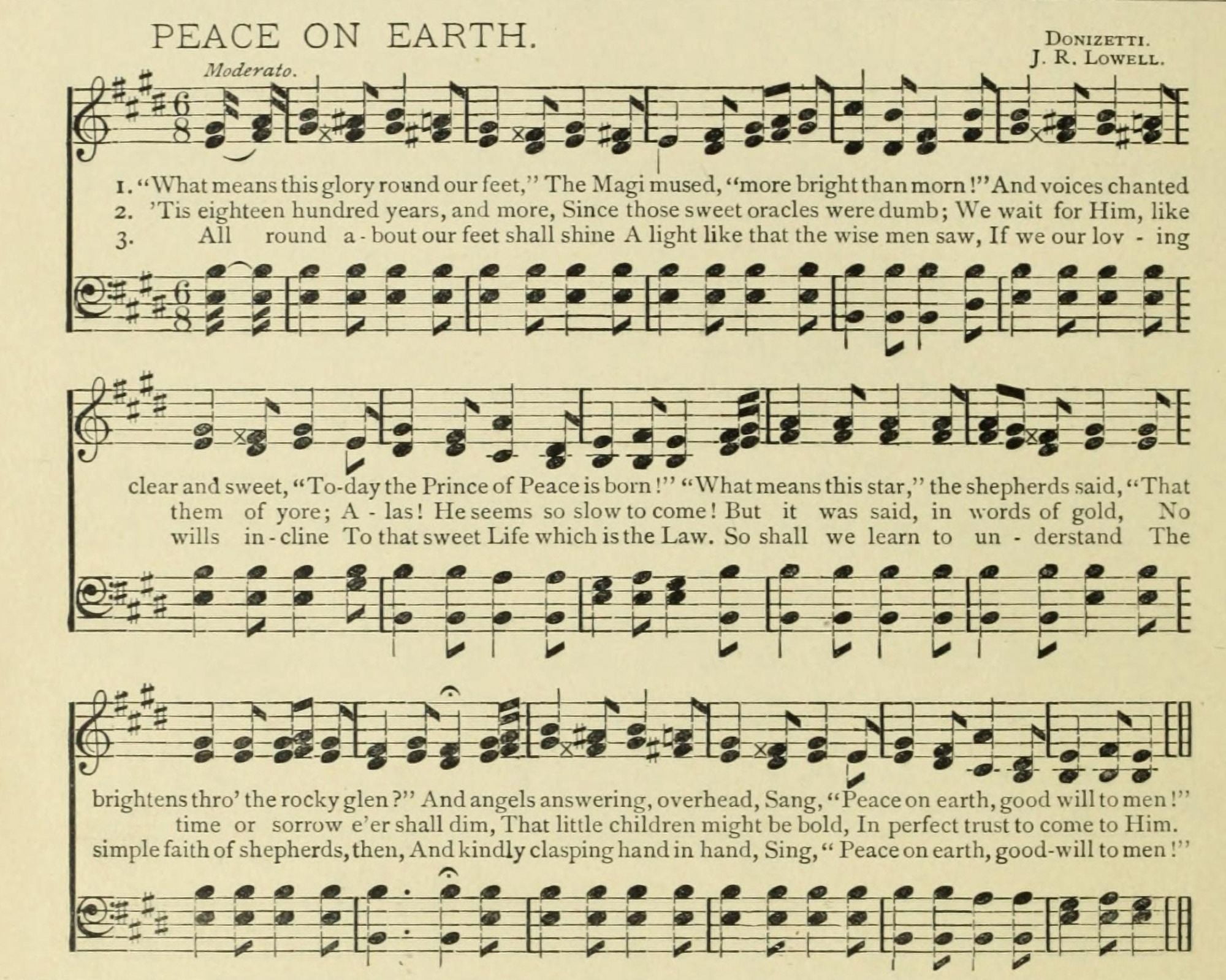 Peace on Earth Christmas in Song 1891 Canvas Art - (24 x 36)