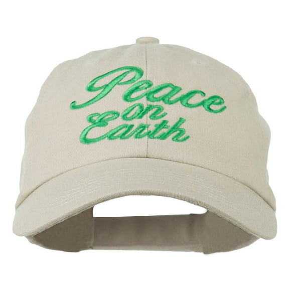 Peace on Earth Embroidered Washed Cap - Khaki OSFM