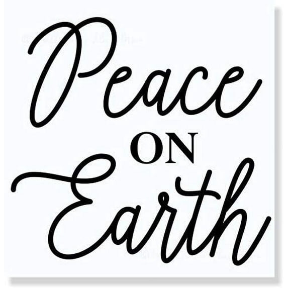 Peace on Earth Vinyl Lettering Sticker Christmas Wall Decals Quote, 12x12-Inch Black