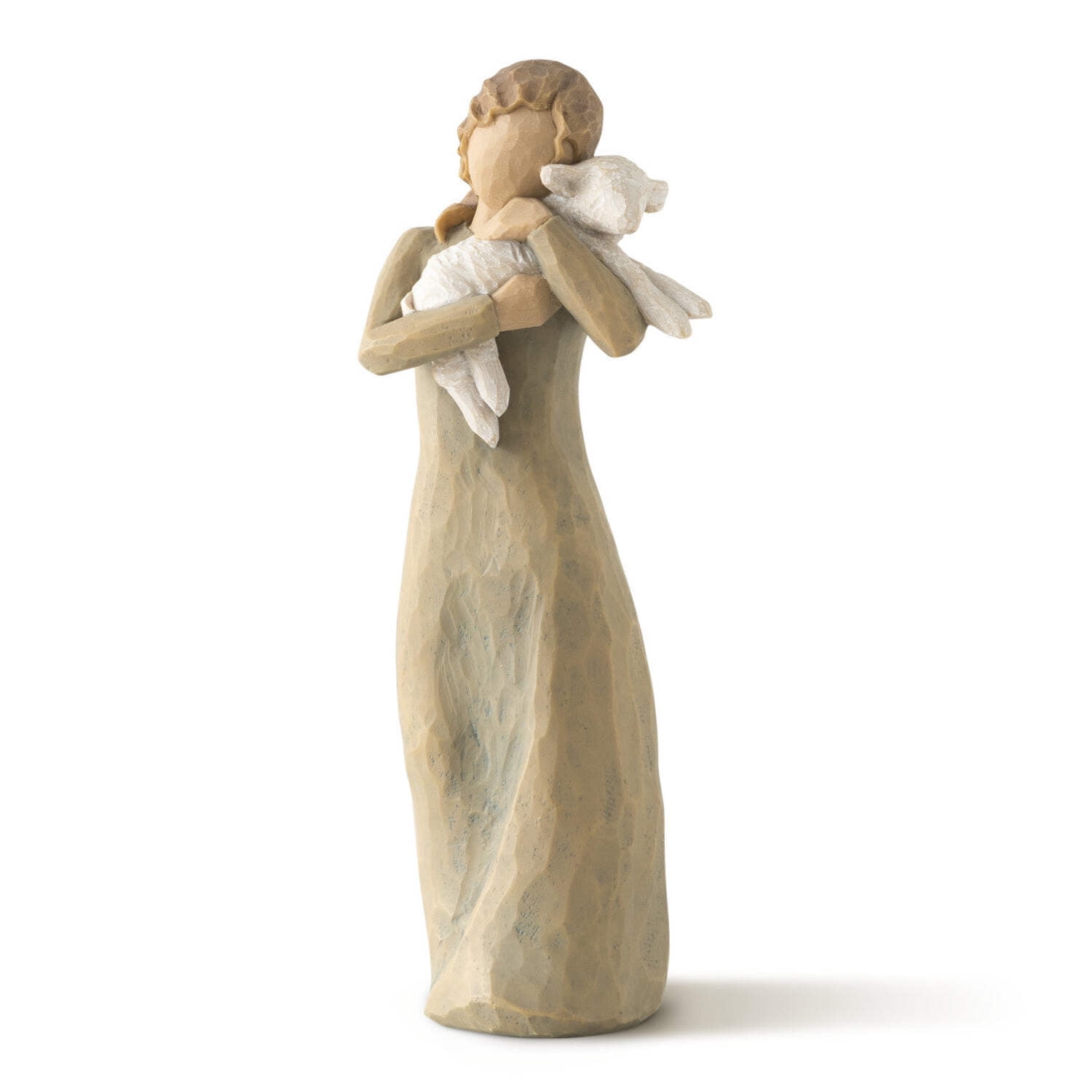 Hand-Painted Resin Peaceful Embrace Figurine with Lamb