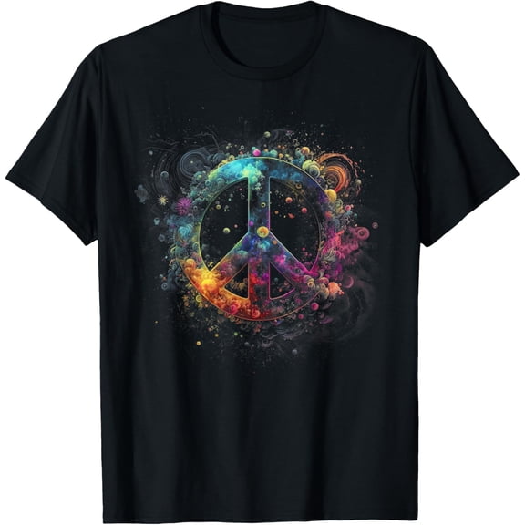 Peace sign of freedom hippie flower child space science T-Shirt100% cotton