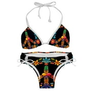 Peace symbol Detachable Sponge Adjustable Strap Bikini Set - Two-Pack - Ideal for Beach and Pool Parties