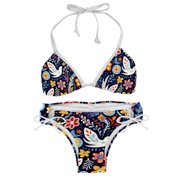 Peace symbol Detachable Sponge Bikini Set with Adjustable Strap, Two-Pack - Ideal for Beach and Pool Parties!