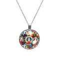 thumbnail image 1 of Peace symbol Glass Design Circular Pendant Necklace - Stylish Jewelry for Women, 1 of 5