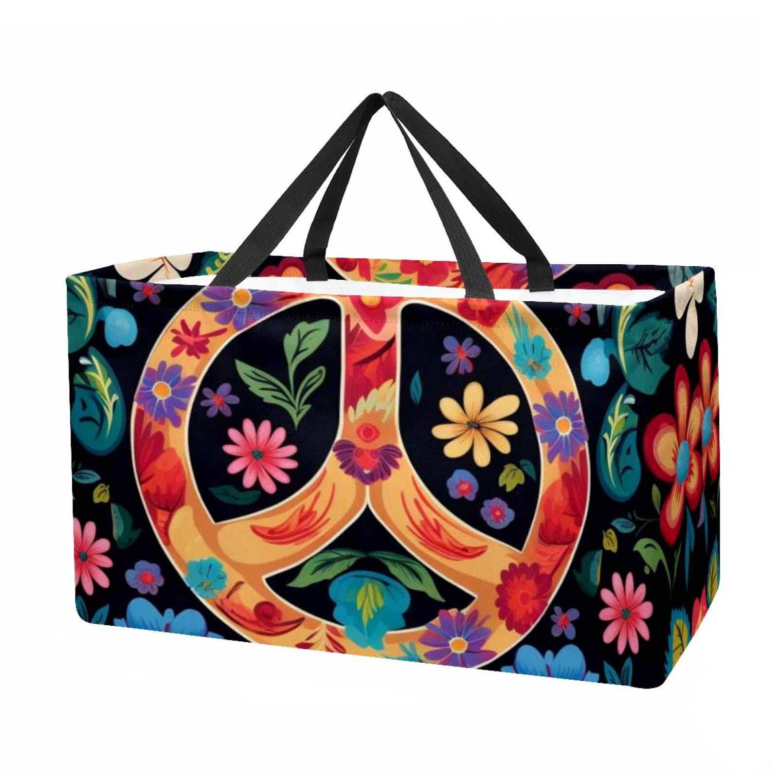 Peace symbol Large Capacity Foldable Reusable Oxford Cloth Laundry ...