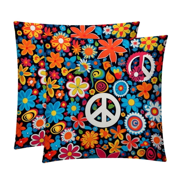 Peace symbol Luxurious Velvet Throw Covers Pillow Inserts - Set of 2 Throw Pillows with Unique Patterns - 16x16, 18x18, 20x20 Inches for Home Decor and Gifts
