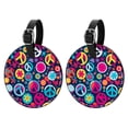 thumbnail image 1 of Peace symbol Set of 2pcs PU Leather Round Suitcase Tags with Privacy Cover and Name ID Tag - Ideal for Travel Luggage, Handbags, Backpacks, School Bags, 1 of 1