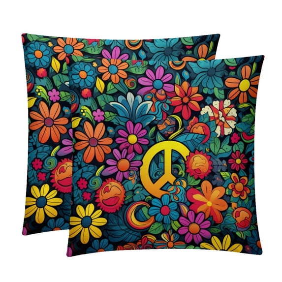 Peace symbol Throw Pillow Covers - Set of 2 - Unique Patterns, 16x16, 18x18, 20x20 Inches - Bed Pillow Decor for Home for All Occasions