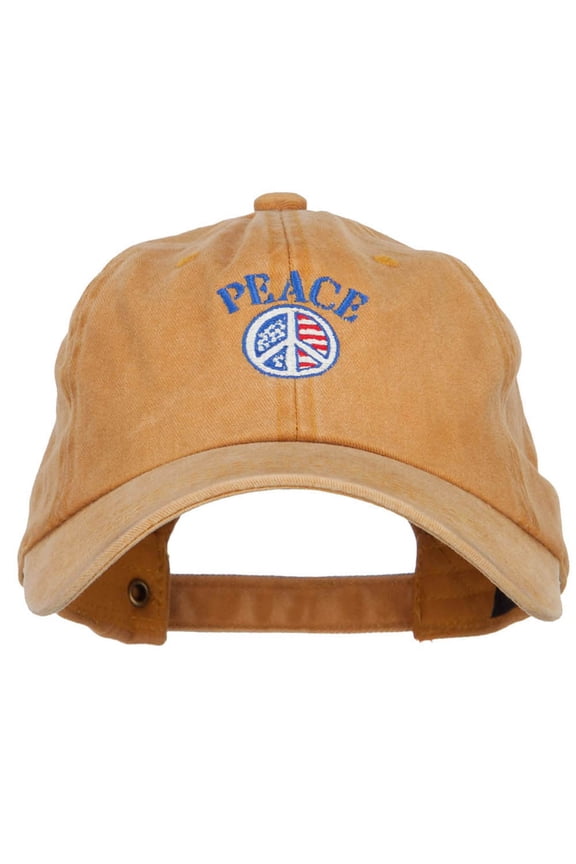 Peace with USA Flag Embroidered Unstructured Cap - Gold OSFM