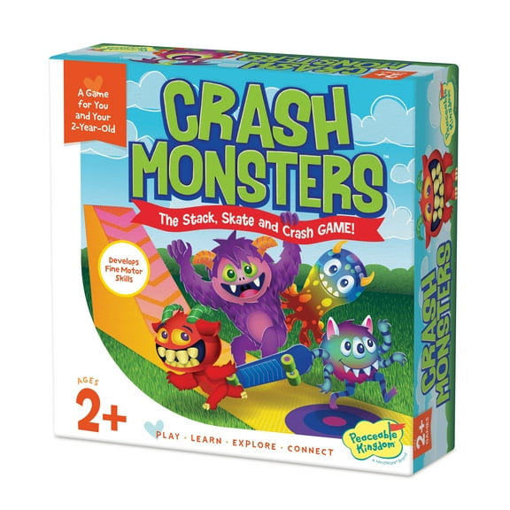 Peaceable Kingdom Crash Monsters Toddler Game, Learning Toys for 2 Year Olds and up, Preschool Games, Toddler Board Games, Develops Fine Motor Skills, Color Matching, Stacking Blocks