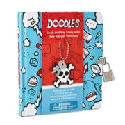 Peaceable Kingdom Doodles Diary - Hardcover 208 Page Book - 1 Lock, 2 Key & Skull Charm Necklace - Ages 6+