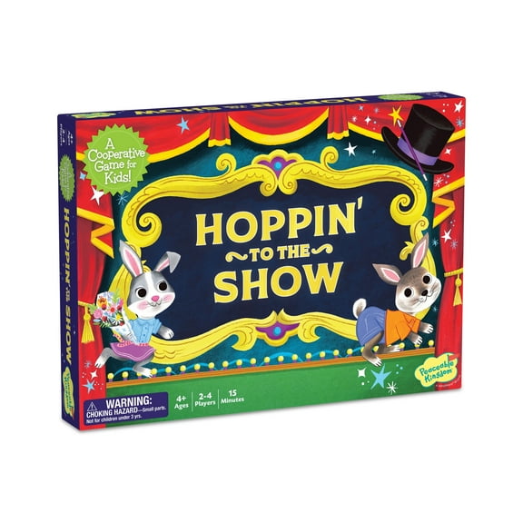 Peaceable Kingdom Hoppin' to The Show Cooperative Game for Kids, 2 to 4 Players, Ages 4 and Up