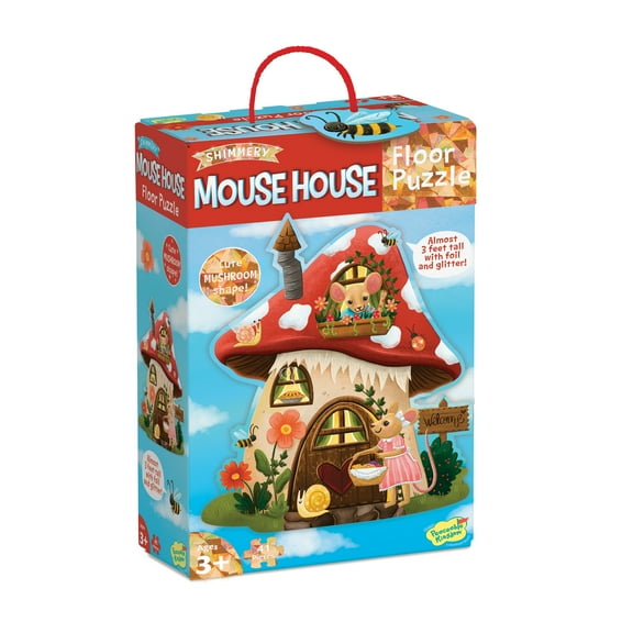 Peaceable Kingdom Mouse House Floor Puzzle for Kids, 3 Tall with 41 Foil Pieces for 3 Year Olds and Up