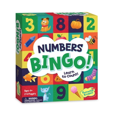 Peaceable Kingdom Numbers Bingo, Counting and Number Recognition Game for Kids Ages 4 Years and Up