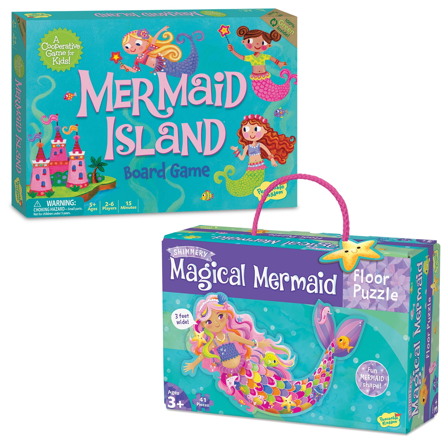 Peaceable Kingdom Kids Big Jigsaw - Shimmery Magical Mermaid