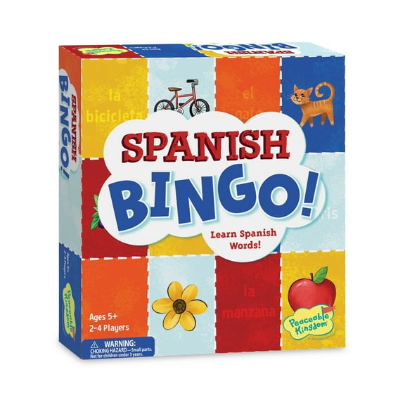 Peaceable Kingdom Spanish Bingo Game, Classic Game for Language Learning, 2-4 Players, Ages 5+
