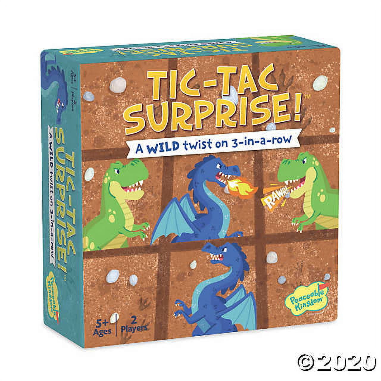 Peaceable Kingdom Tic Tac Surprise Themed Games - Dinos VS Dragons - A Fun Twist on a Classic for Kids - Travel-Sized tic-tac-Toe Card Game with Special Strategy Cards - Great Gift for Girls & Boys