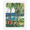 thumbnail image 1 of Peaceful Bay - Hawaiian Surfer’s Beach Party - From an Original Hawaii Watercolor Painting by Peggy Chun - Fine Art Rolled Canvas Print 20in x 26in, 1 of 4