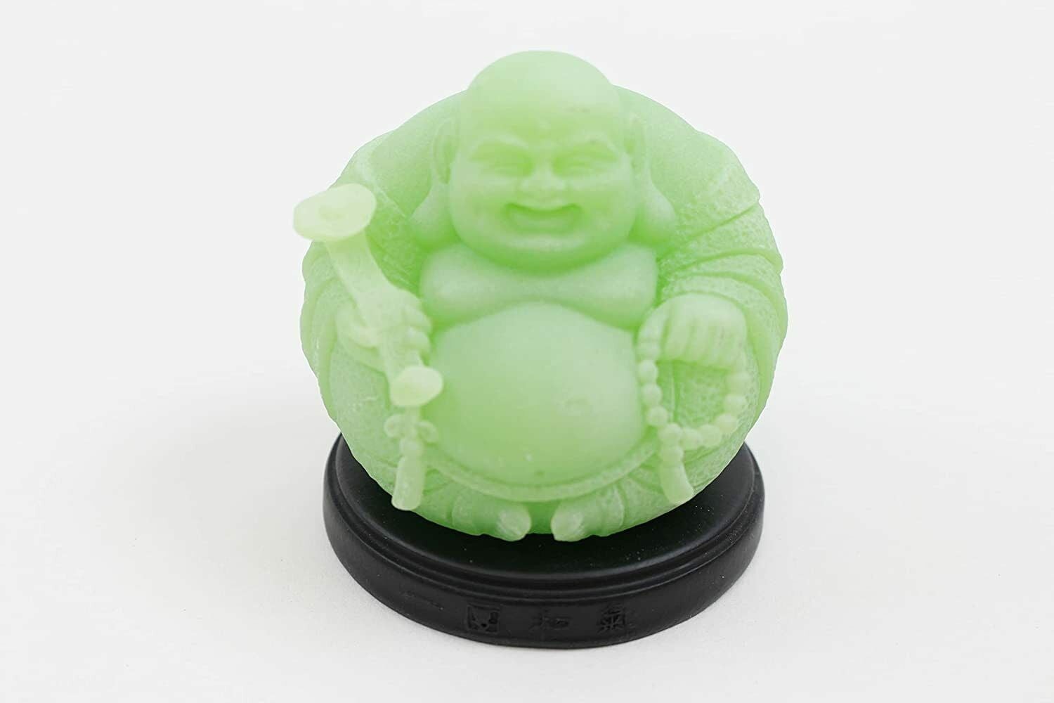 Peaceful Buddha Ivory Green Feng Shui Harmony Shelf Display 2.75", Glow in Dark KT00265