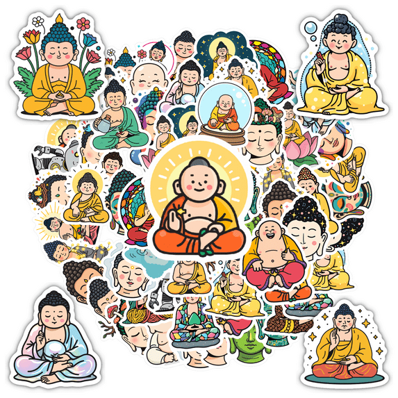Peaceful Buddha Stationery Stickers Meditation Teacher Reward Stickers Spiritual Kids Stickers Toy for Phone Suitcase