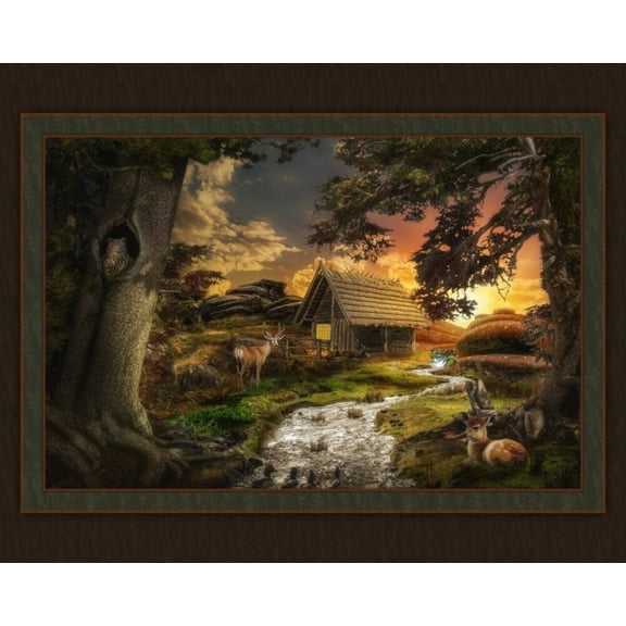 Peaceful Cabin Cotton Panel Fabric
