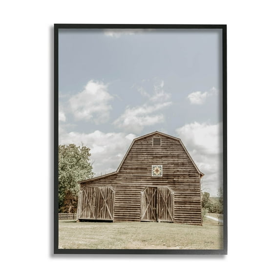 Peaceful Country Barn Farmland Landscape Photograph Black Framed Art Print Wall Art
