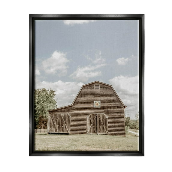 Peaceful Country Barn Farmland Landscape Photograph Jet Black Framed Art Print Wall Art