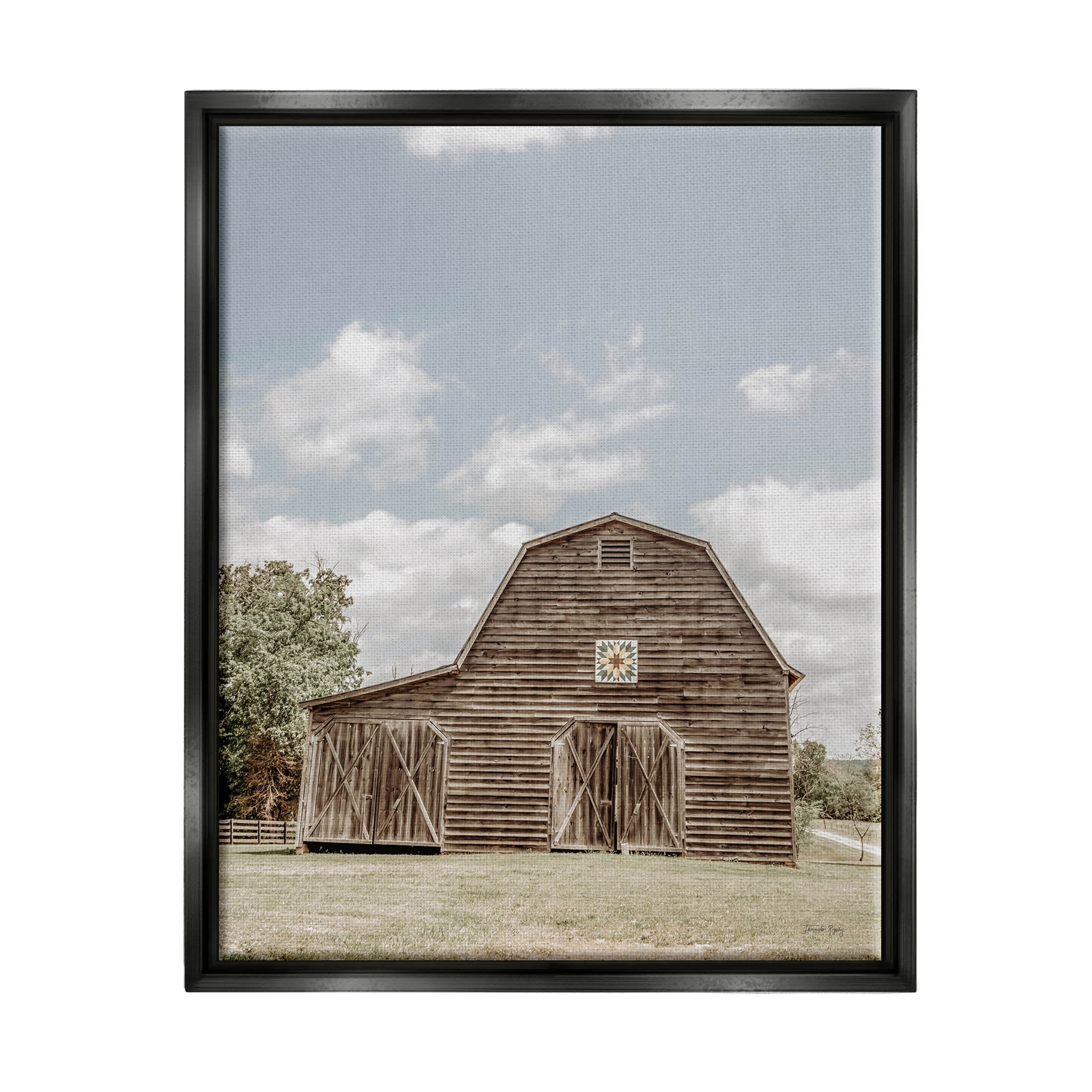 Peaceful Country Barn Farmland Landscape Photograph Jet Black Framed Art Print Wall Art
